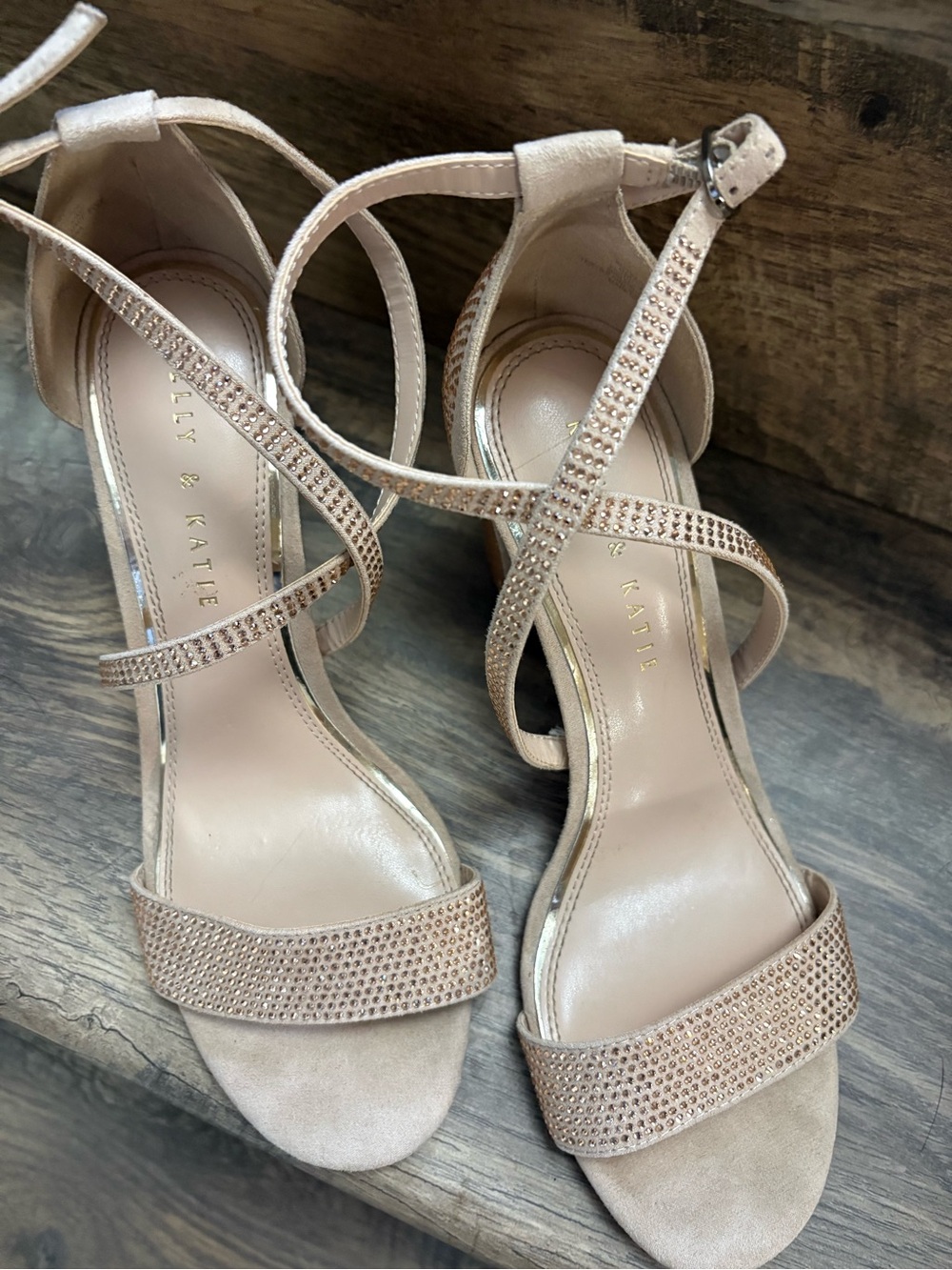 Kelly & Katie Blush Crystal Strappy Heels